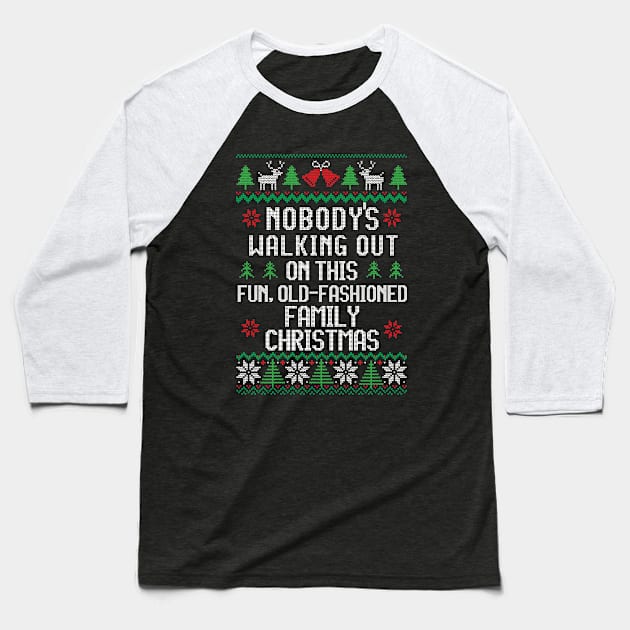 Nobody's walking out on this fun, old-fashioned family christmas Baseball T-Shirt by BodinStreet